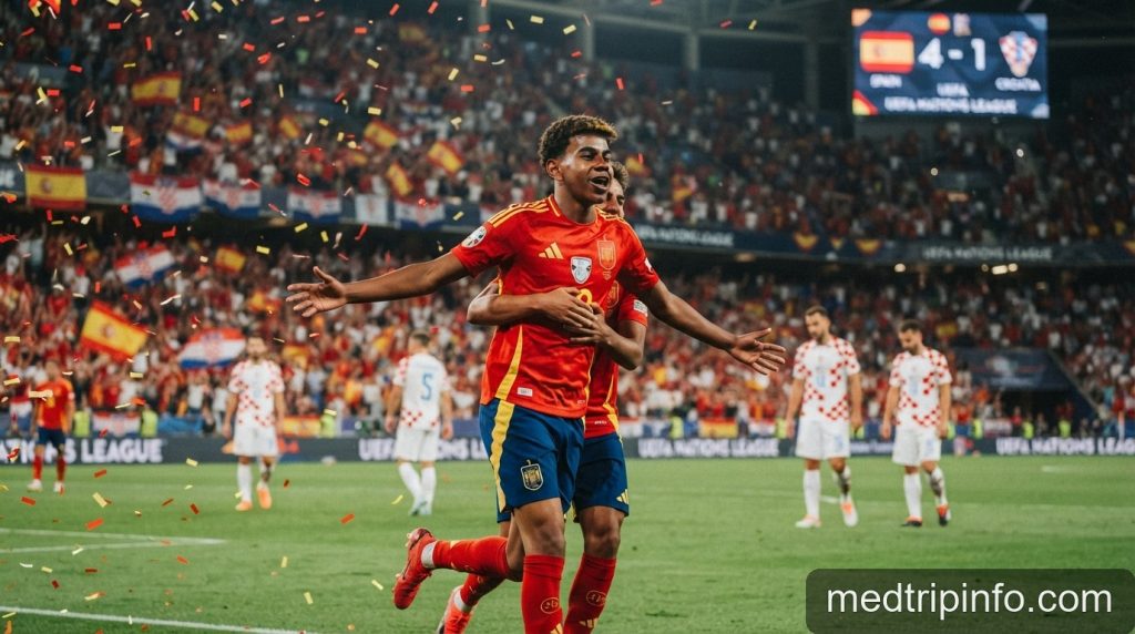 UEFA Nations League: Lamine Yamal tỏa sáng, Tây Ban Nha hủy diệt Croatia 4-1